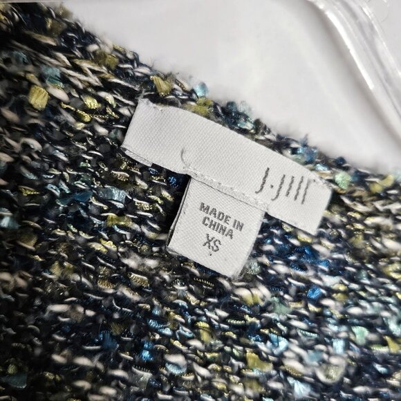 J Jill Sweater Womens XS Textured Green Blue V Neck Coastal Boho - Picture 4 of 9